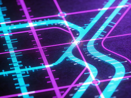 abstract technology background with glowing lines. 3d rendering toned image