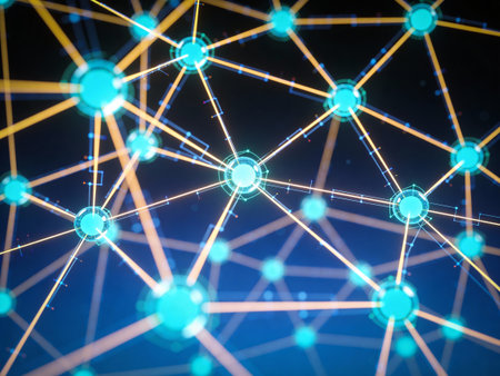 Network connection concept on blue background. 3d rendering toned image