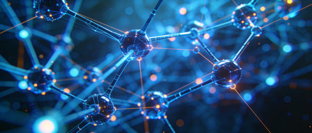 Abstract 3d rendering of science and technology background. Network connection structure.