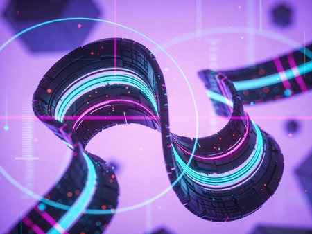 Cyberpunk toned image of tire wheel. 3d renderingの写真素材