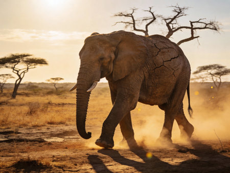 Elephant in the savannah of Kenya. Africa. National Park
