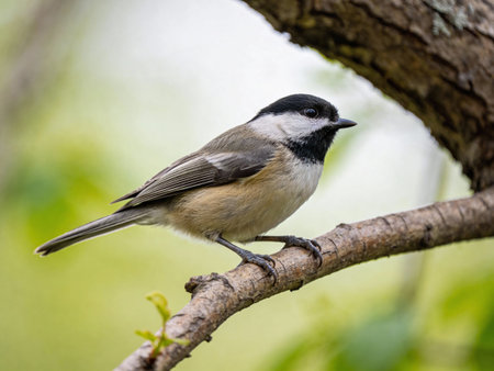 Black-capped Chickadee (Poecile atricapillus) on a branchの写真素材