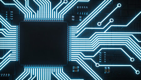 Circuit board. Technology background. 3d rendering, 3d illustration.