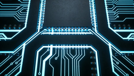 Circuit board futuristic technology background. 3d rendering toned image