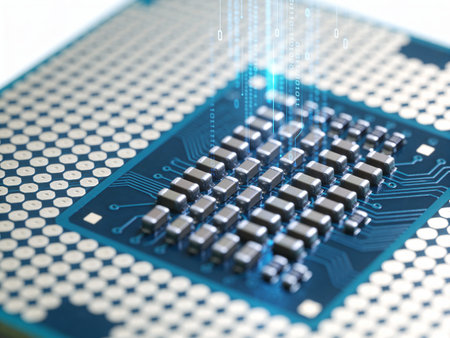 Circuit board close-up. Technology background. 3d rendering