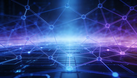 3d render of abstract technology background with hexagons and connection lines