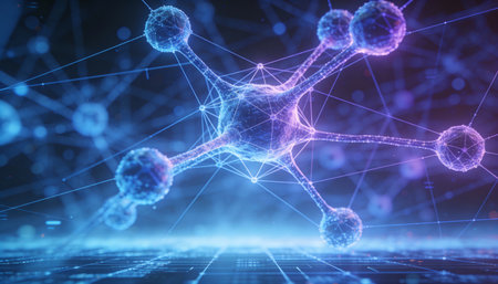 Abstract glowing polygonal network structure. Technology concept. 3D Rendering
