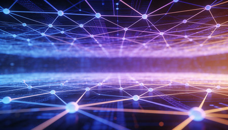Abstract technology background with connection lines and dots. 3D Rendering