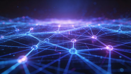 Abstract network connection on dark background. Technology and communication concept. 3D Rendering