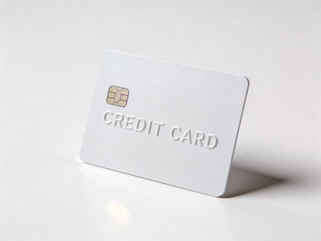 Credit card on a white background, close-up. Isolated