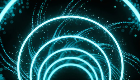 3d render, abstract background with glowing particles. Glowing spiral of particles.の写真素材