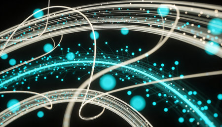 Futuristic technology wave background with glowing lines. 3d rendering