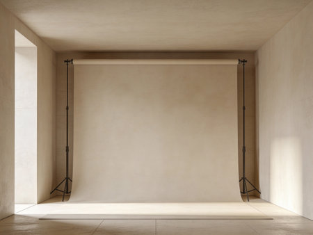 3d render of empty room with white wall and shadow on floorの写真素材