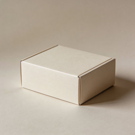 Cardboard box on a white background, close-up, selective focusの写真素材