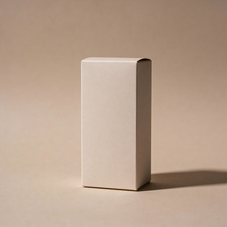 Blank white box on a beige background. 3d renderingの写真素材