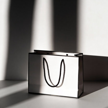 Shopping bag with shadow on the wall.の写真素材