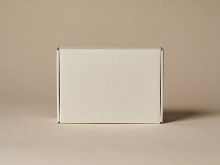 White box on a beige background. Place for your text.の写真素材