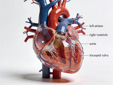 Human heart anatomy model on white background. 3D illustration. Medical concept.の写真素材