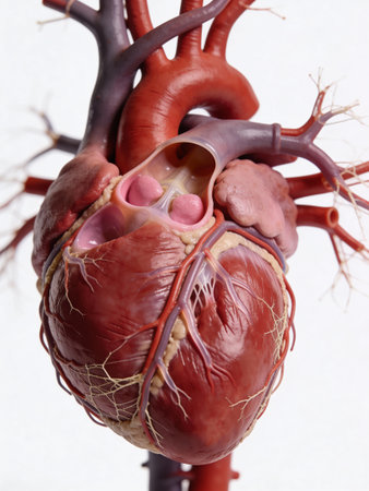 Human heart on white background. Anatomical model of human heart.の写真素材