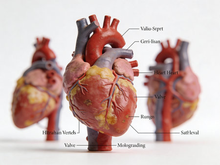 Human heart anatomy model on a white background. 3d illustration.