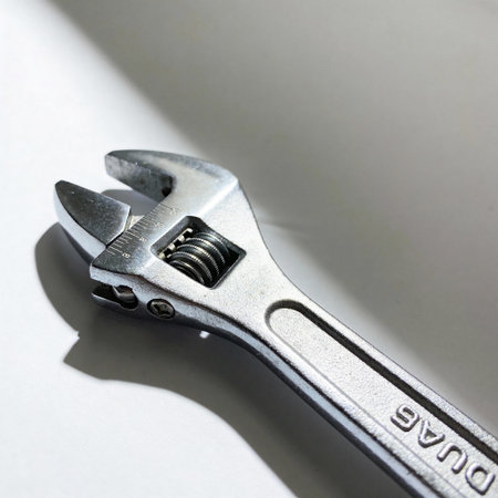 Adjustable spanner on a white background. Close-up.の写真素材