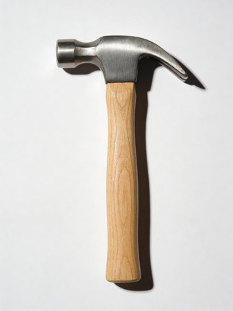 Hammer on a white background, close-up, studio shot