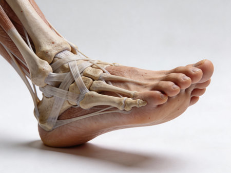 skeletal system of foot and ankle on a white background.の写真素材