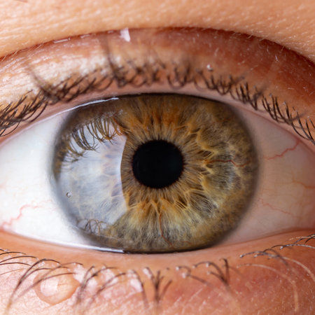 Close up of human eye. Macro shot of human eye with pupil.