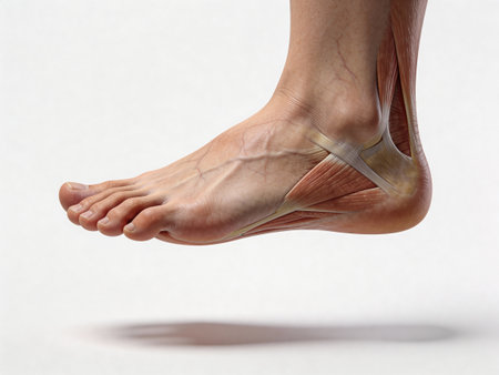 Human foot with ankle injury on white background. 3D illustration.の写真素材