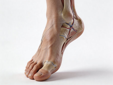 Foot anatomy of human foot on white background. 3D illustration.