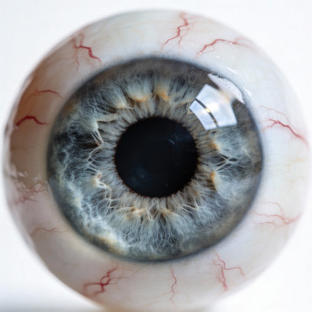 Close up of human eye with iris on white background. Macroの写真素材