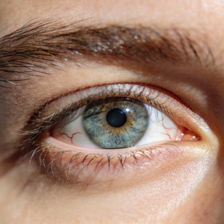 close-up of the pupil of the eye of a young man