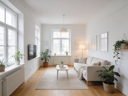 interior of modern living room with sofa and coffee table, nobody insideの写真素材