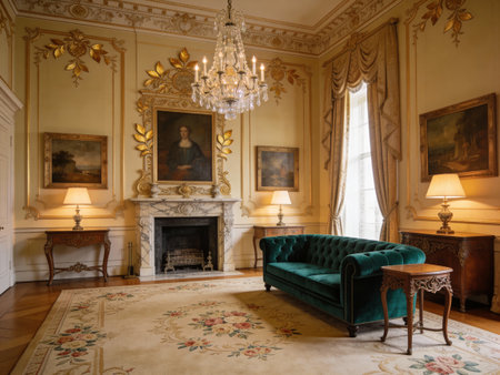 Luxury interior of the living room in a classic house.の写真素材