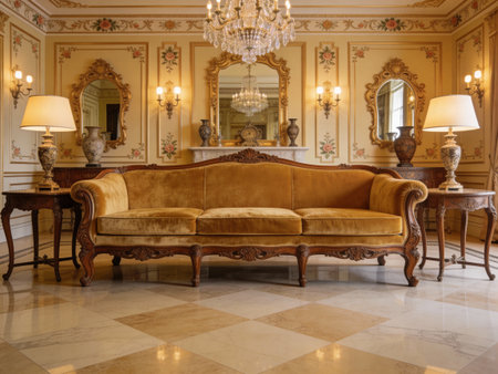 Luxury interior of the living room in a classic style.の写真素材