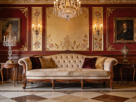 Luxury interior of the royal palace of Aranjuez, Spain