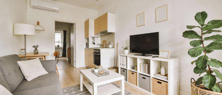 Interior of a living room in a modern house. Nobody inside