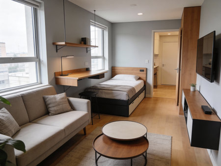 Interior of a modern bedroom in a new house. Nobody insideの写真素材