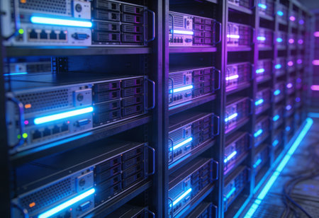 Storage servers in data room Domestic Room. 3D rendering computer graphic.