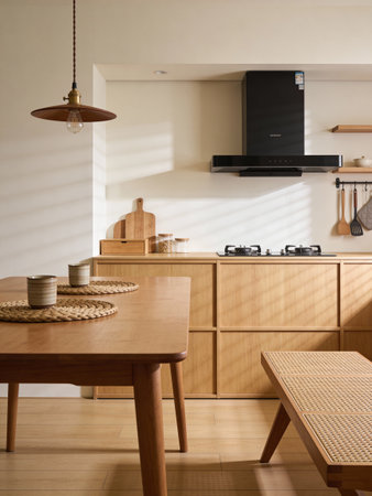 interior of new modern house, kitchen and dining area, nobody insideの写真素材