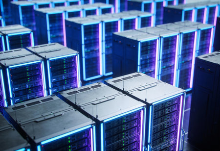 Server room data center. Internet and technology concept. 3D Rendering