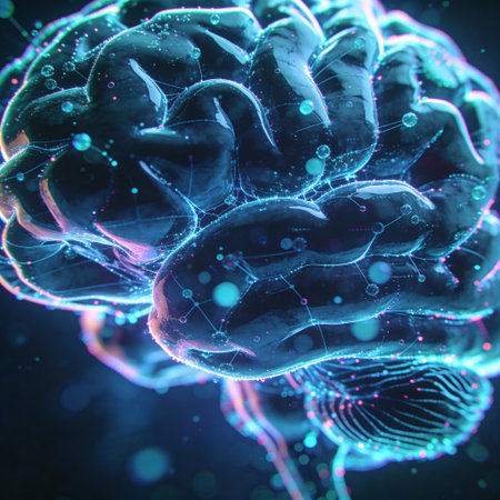 Human brain with glowing neurons and nervous system. 3D Rendering