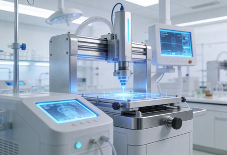 3d rendering of a 3d printer in a modern scientific laboratoryの写真素材