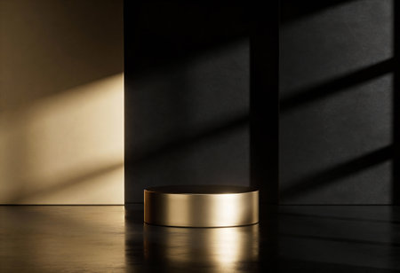 3d rendering, abstract geometric forms. Luxury podium for your designの写真素材