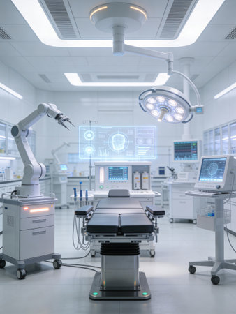 Medical equipment in the operating room. Modern medical technology. 3D rendering