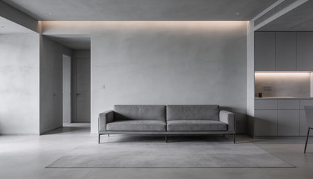 interior of modern living room with gray sofa 3d rendering image