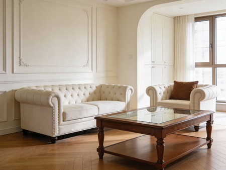 Luxury interior of living room in classic style. Nobody inside