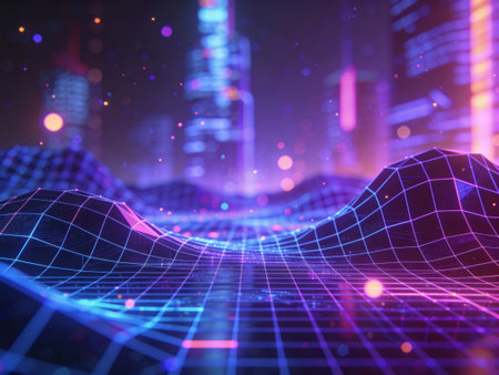 3d rendering of abstract digital technology concept. Futuristic background with glowing particles.
