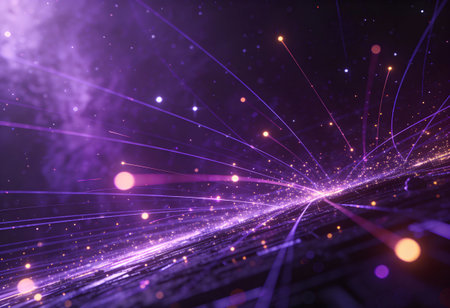Futuristic technology background with glowing lines and dots. 3d rendering