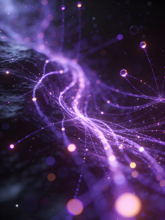 abstract glowing particles with depth of field and bokeh effect